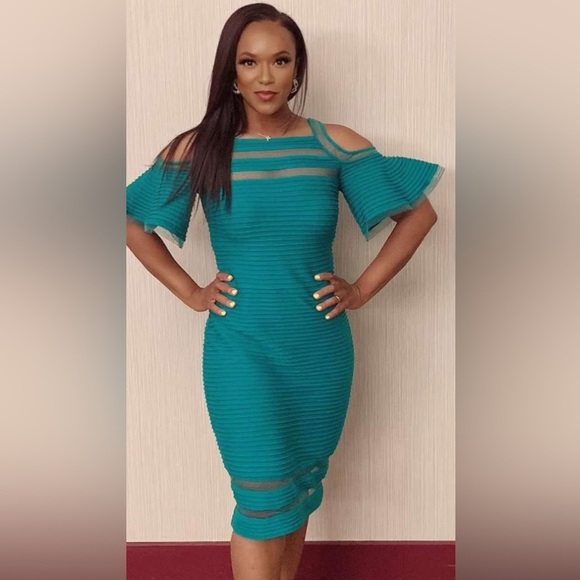 Tadashi Shoji Carlyn Green Dress | Small - Picture 4 of 10